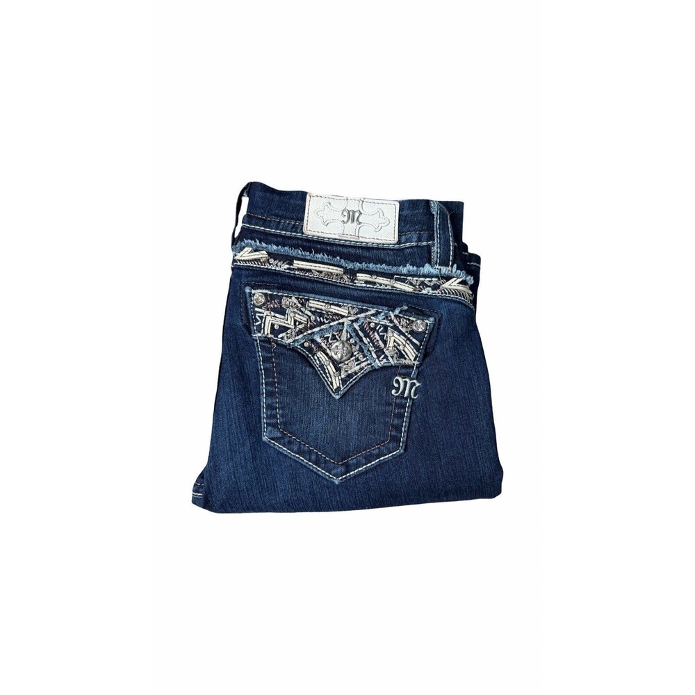 Miss Me Standard Boot Size 30 X35 Western Cowgirl Jeans Flap Pocket Embroidered